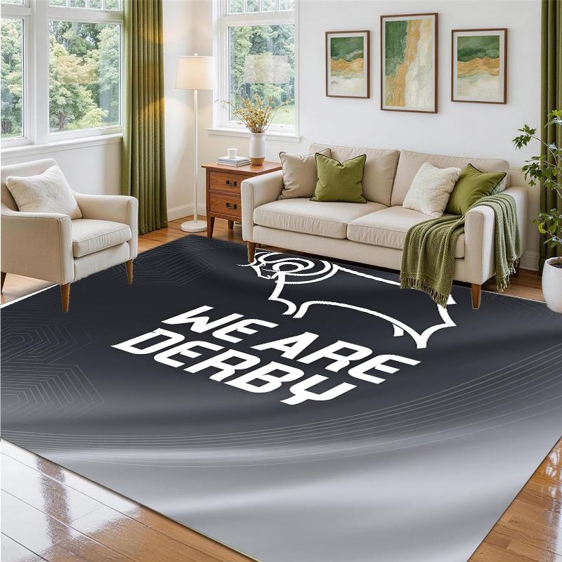Derby County Design Crystal Velvet Rug Soft Decorative Mat for Bedroom Entrance