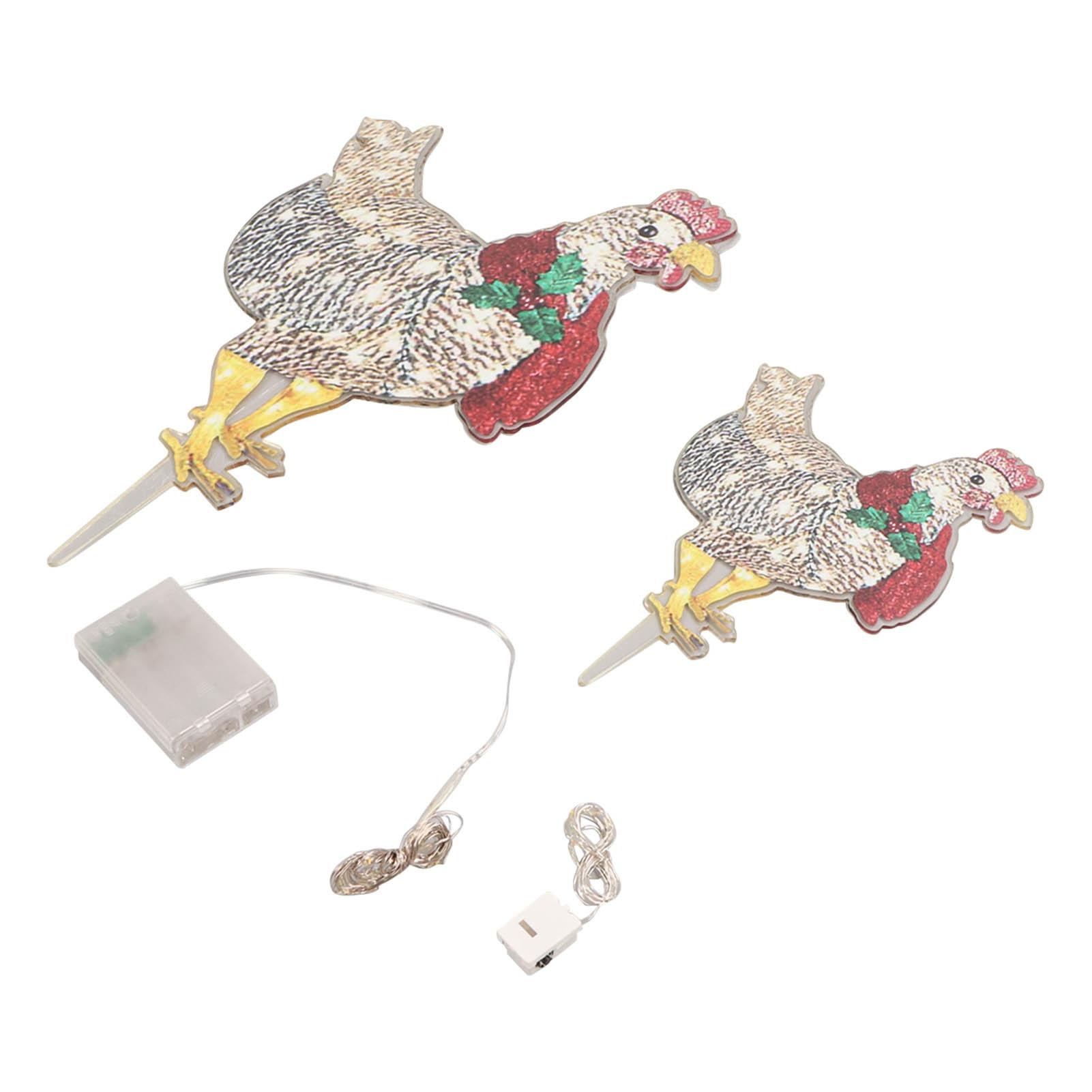 

2 шт. светящаяся курица с шарфом RGB акриловая светящаяся курица светящиеся рождественские украшения в виде курицы