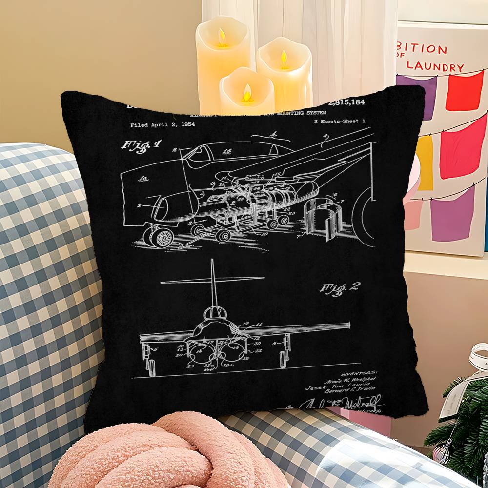 Aircraft Patent Personalized Pillow Cover Kids Bedroom Wild Party Decor Pillowcase Kid Birthday Shower Gift