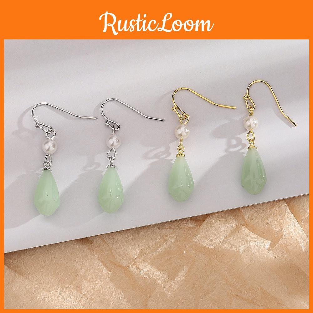 Vintage Ear Ethnic Decorations Copper Earrings With Exquisite Pearl And Tianshan Jade Flower Lotus