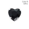 50Pcs/Pack Heart Shape Glitter Sewing Rhinestones Sew On With Silver Claw Glass Crystal Stones 8mm Diamond Beads Ornament