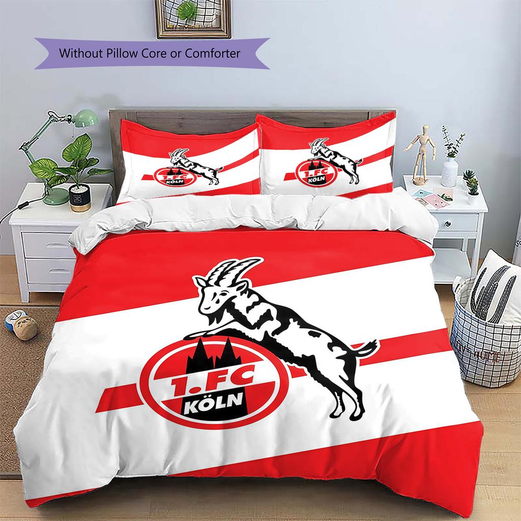 1. Set Copripiumino Trapuntato con Fantasia FC Köln Decorazione per la Casa Regalo (1 * copripiumino + 2 * federe senza imbottitura)