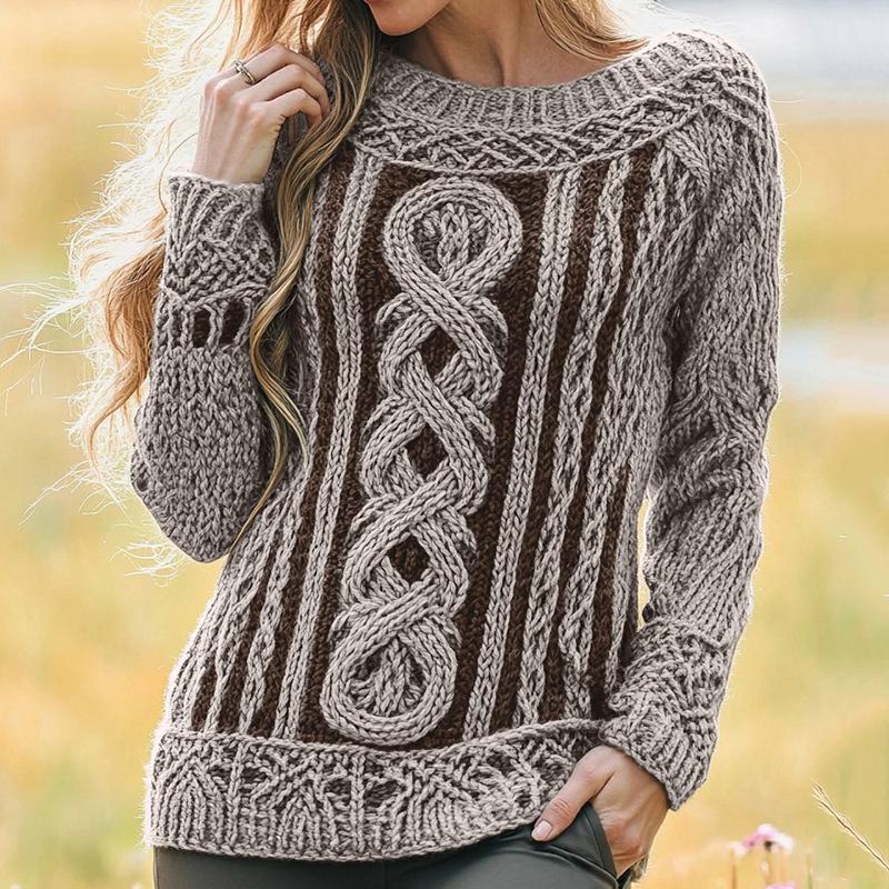 2025 Autumn/Winter 3D Print Round Neck Knit Sweater for Europe & America
