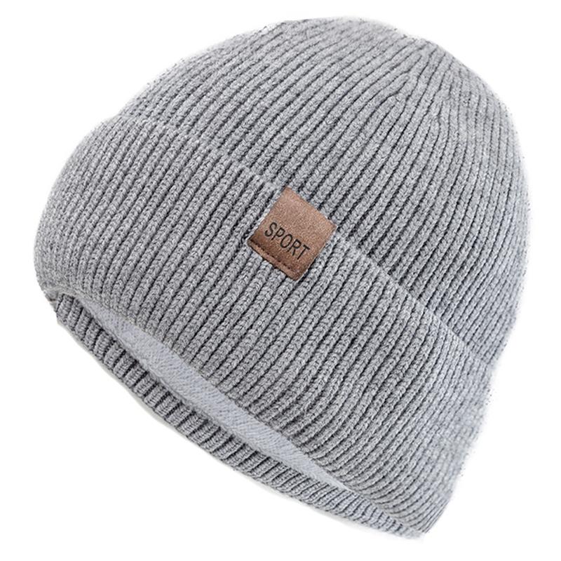 

New Unisex Winter Hat Plush Fleece Warm Cap Stylish Soft Cuff Beanie Hat For Men Women Outdoor Thicken Ski Sports Knitted Hat 55cm-60cm сірий