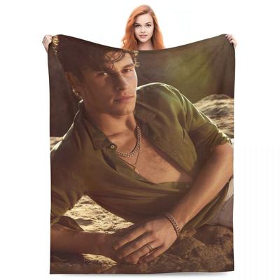S-Shawn Mendes Flannel Blanket Music Singer Warm Soft Bedding Throws for Couch Bed Camping Pattern Bedspread Sofa Bed Cover