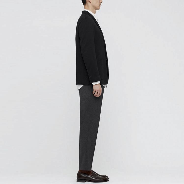 Uniqlo Solid Color Single Breasted Blazer Men Blazers Black 425422-09
