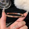 Luxurious Rose Gold Titanium Steel Bracelet with Starry Diamond Inlays & Colorfast Mother of Pearl for Women