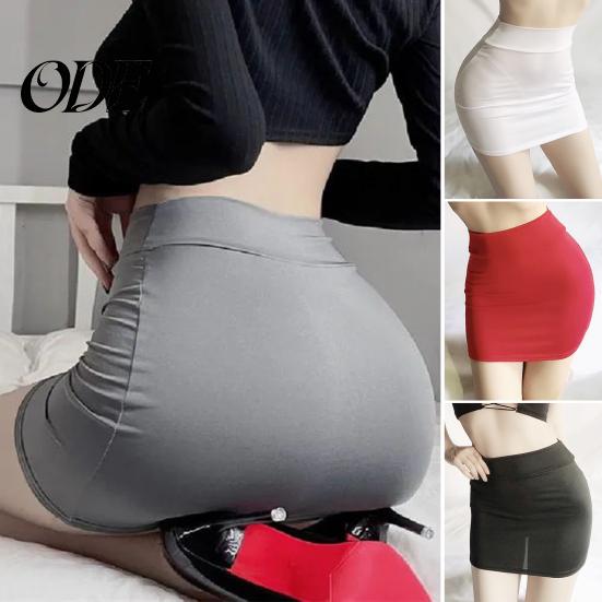 Solid Color Skirt Sexy Ultrathin Skinny Mini without Lining Low Waist Short Low-rise See-through Hip Lifting Women Clubwear Bottoming