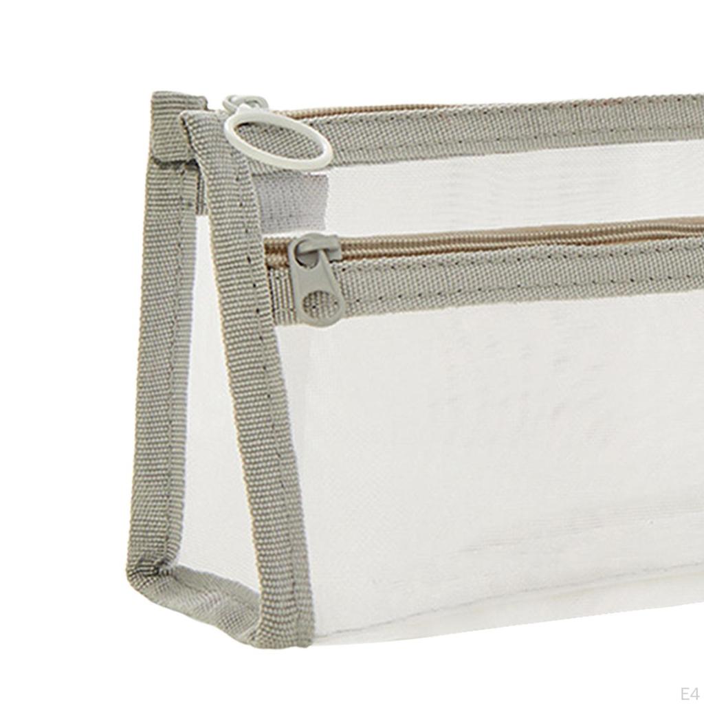 Clear Pencil Case, Pen Bag with Zipper, Transparent Stationery Organizer Holder, Exam