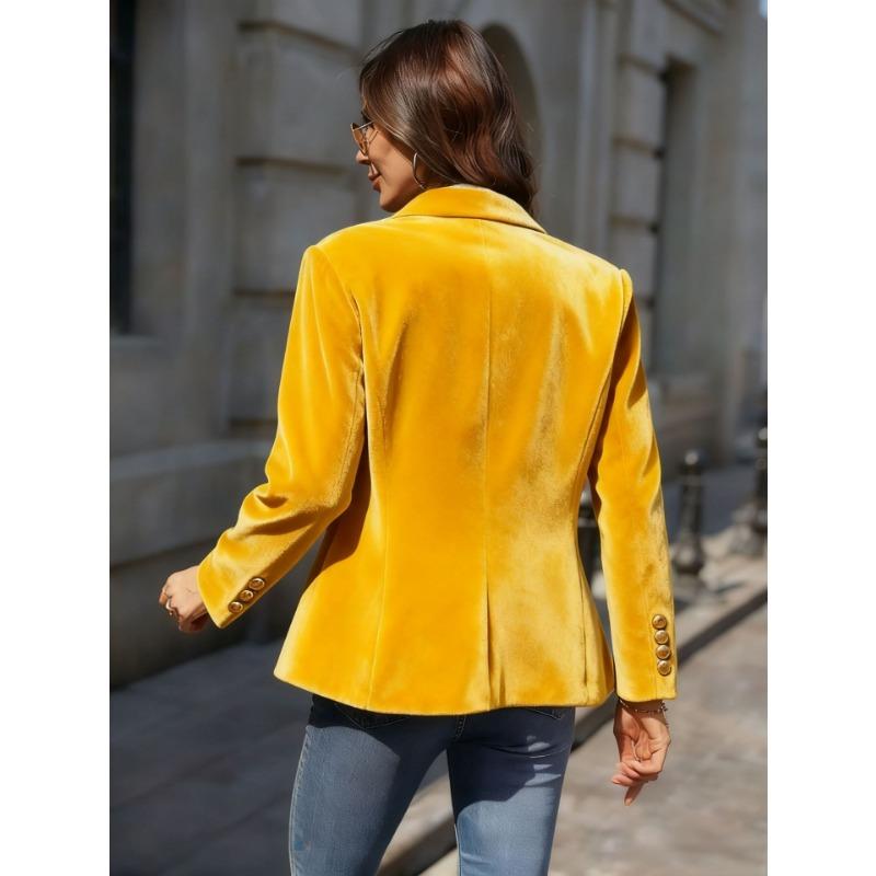 Spring Autumn Casual Fashion Solid Color Blazer Women All-match Buttons Coat Cardigan Suit Top