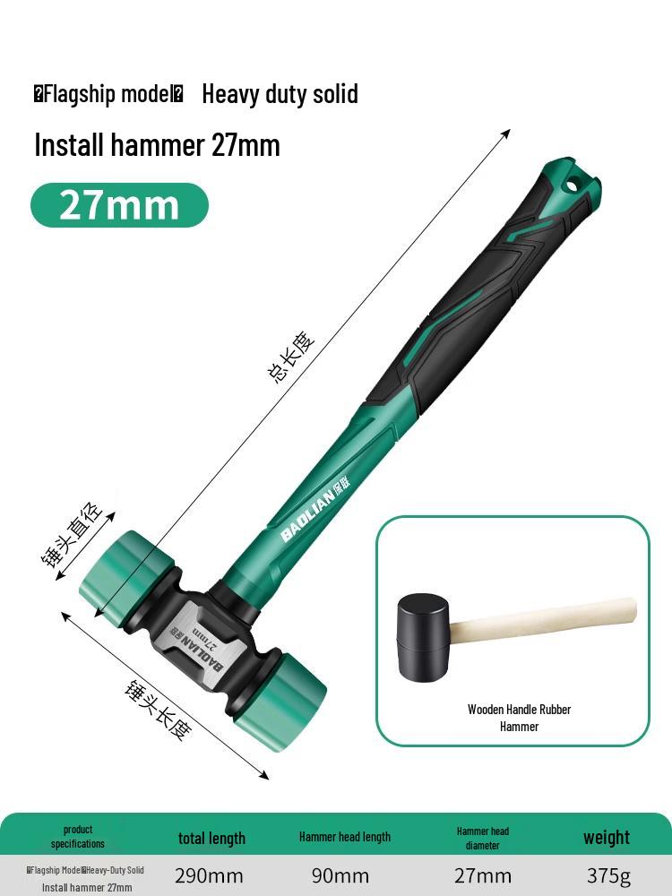 Obkladačské kladivo s gumovou hlavou a pevnou plastovou hlavou