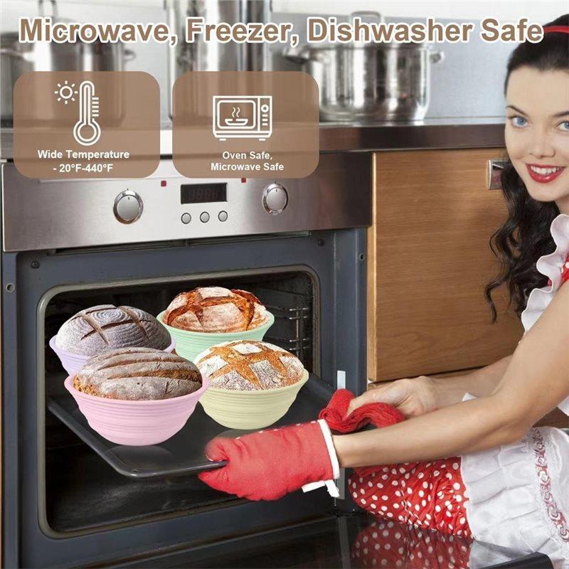 SHGO-Fermentation Basket 1Set/4Pcs Large Capacity Home Oven Baking Dough Fermentation Bowl Folding High Temperature