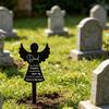 Pet Tombstone Religious Symbol Angel Shape Memorial Stone Pet Loss Gift Cat Dog Remembrance Headstone for Garden Yard