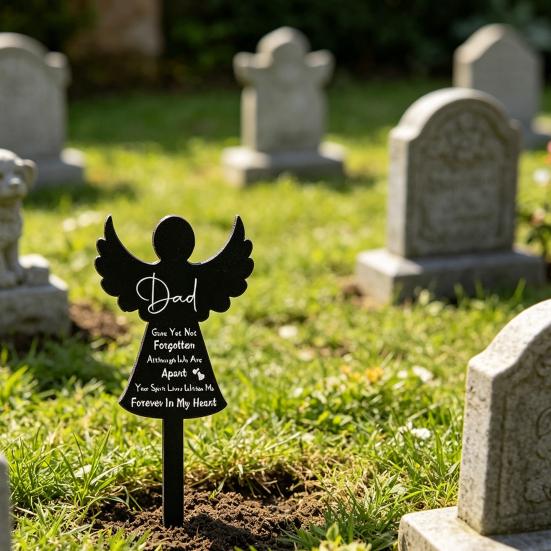 Pet Tombstone Religious Symbol Angel Shape Memorial Stone Pet Loss Gift Cat Dog Remembrance Headstone for Garden Yard