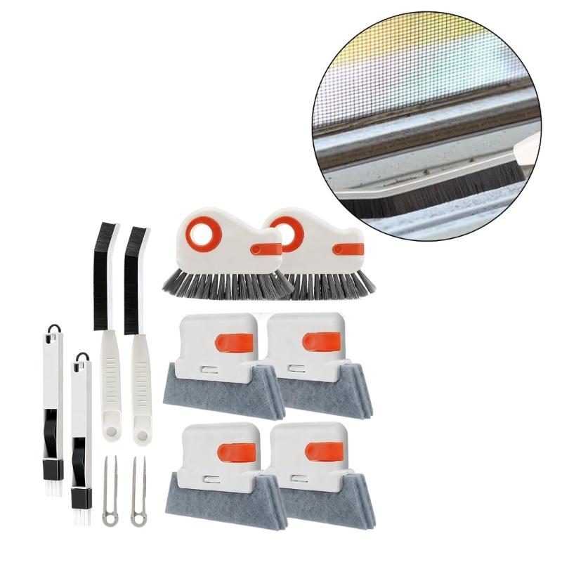 12Pieces/Set Narrow Space Cleaning Tool Set Cleaner For Window Sills Tracks And Grooves Tight Space Cleaning Brush