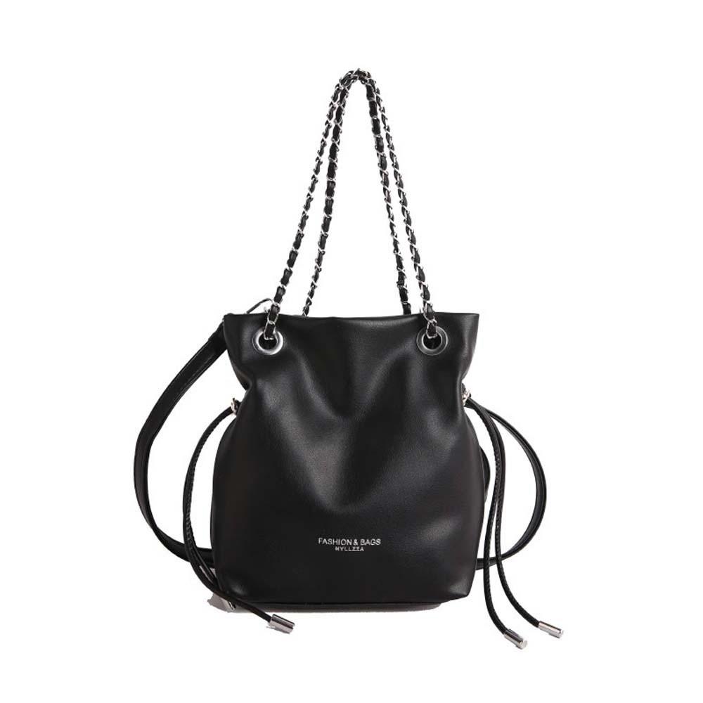 

Phone Pouch Bucket Drawstring Bag Magnetic Buckle Large Capacity Leather Chain Handbag Polyester Anti-splash Water чёрный