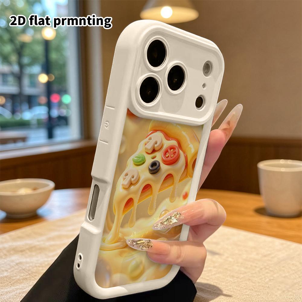 Phone Case: 2D Flat Design Suitable for iPhone 18 17 16 15 14 13 Pro Protective Case, Cheese Pizza Slice, Perfect Christmas and Halloween Holiday Gift