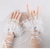 Lolitas Lace Gloves Layer Ruffle Hand Sleeves Elastic Bracelet for Halloween,Wedding,Party,Masquerade,Nightclub