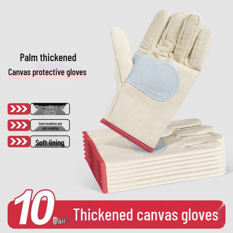 Heavy-Duty Canvas Work Gloves with Leather Palm