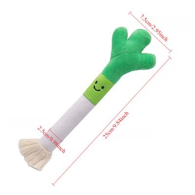 Plush Pet Chew Toys Bite Resistant Simulated Scallion Bell Sounding Teeth Cleaning Interactive Playing Supplies For Dog Cat
