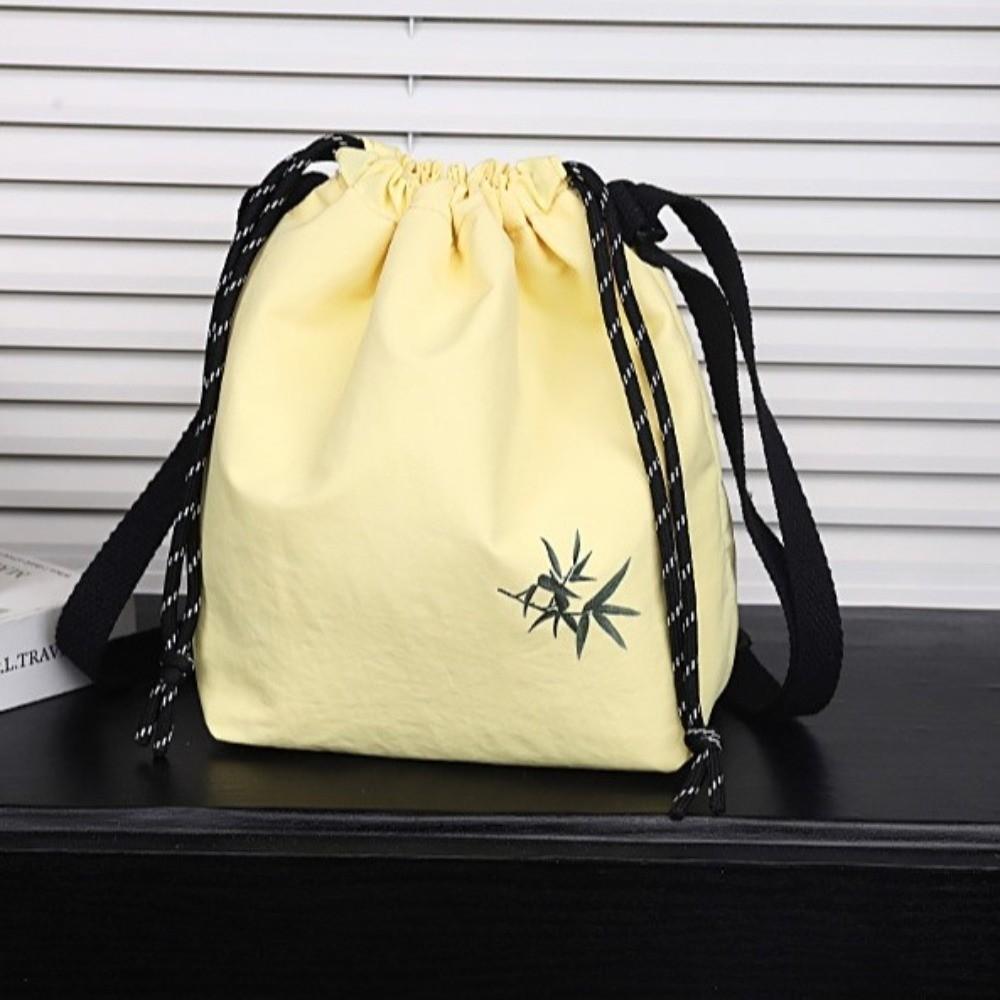 Lightweight Nylon Bucket Bag Large Capacity Crossbody Bag Simple Drawstring Shoulder Bag  Girl