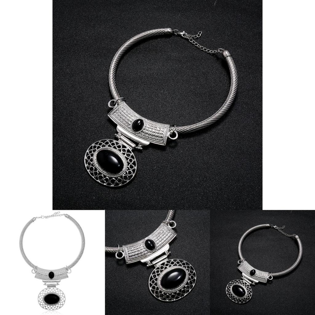 Stylish Alloy Geometric Necklace With Turquoise Accents For Summer Casual Wear