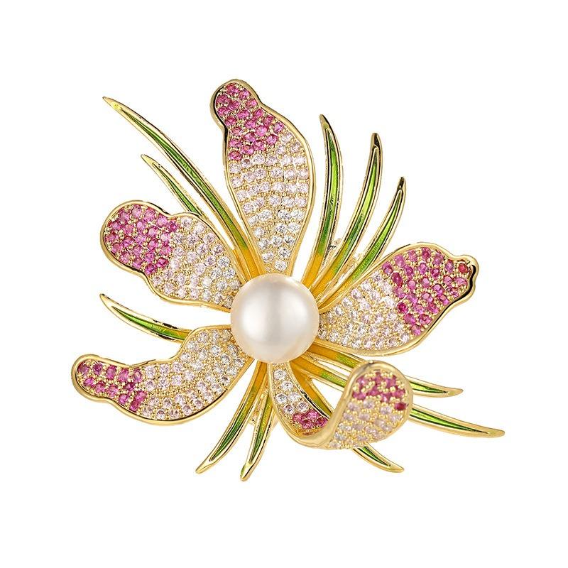 Orchid Brooch, High-end Women's Exquisite and Light Luxury Pearl Brooch, Niche Design Sense, Unique and Elegant Brooch