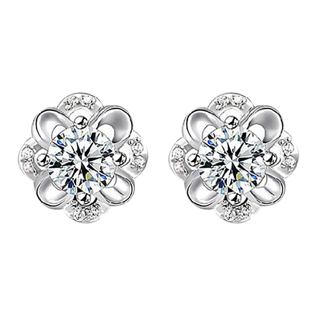 

Женская корейская мода Элегантные 925 посеребренные винтажные мини-простые противоаллергенные цирконовые кристаллы с выдалбленным цветком Серьги-гвоздики для ушей Ювелирные изделия Подарок любви One Size серебряный