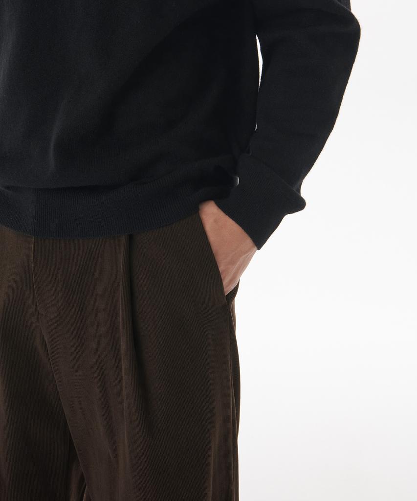 MUSINSA STANDARD 14W Corduroy One-Pleat Wide Elastic Pants [Brown]