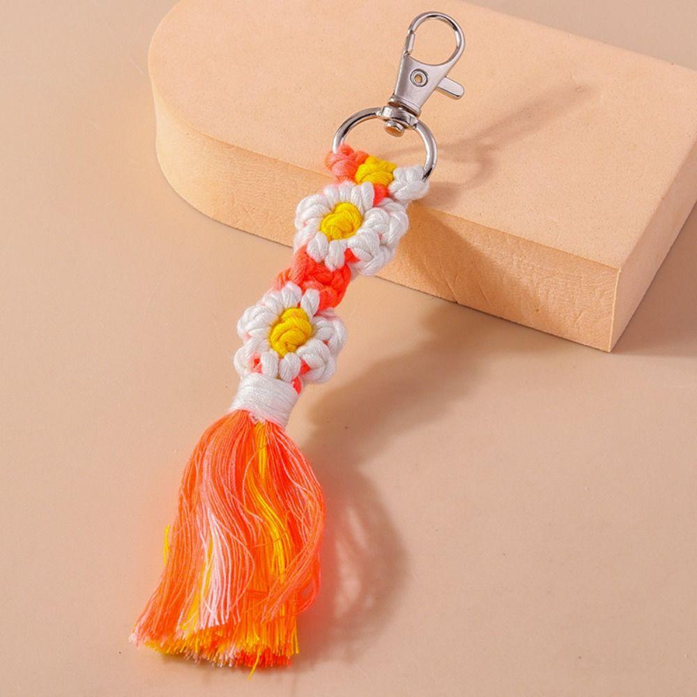 

Bag Pendant Flower Tassels Keychain Phone Wristband Handmade Straps Keyrings Girls оранжевый