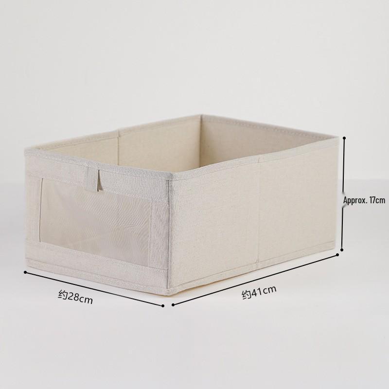 Foldable Cotton & Linen Storage Box with Viewing Window for Wardrobe Organization: Ideal for Toys, Clothes, and Sundries