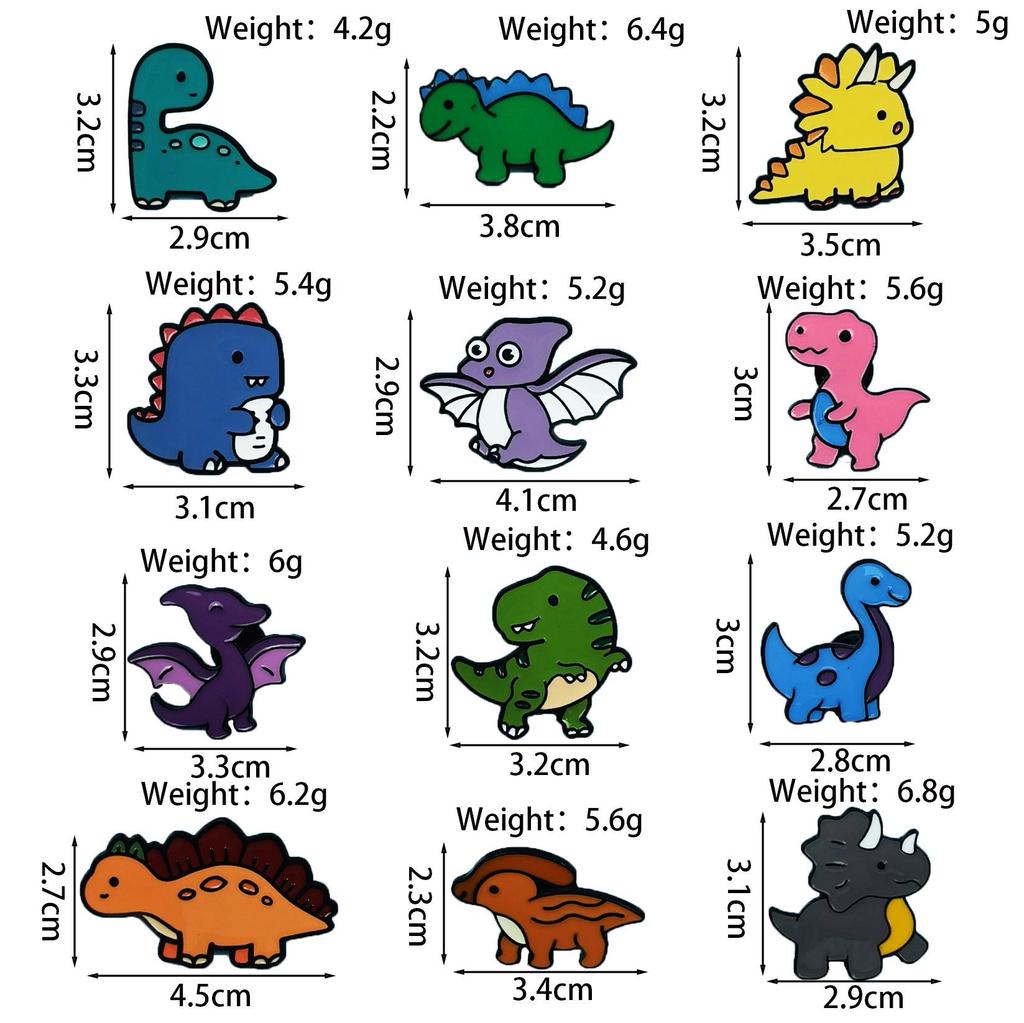 Cute Dinosaur Brooch Set: Triceratops & Brontosaurus Metal Badges for Kids' Clothing or Bag Decoration