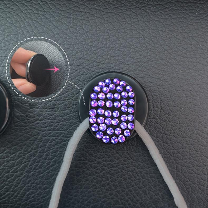 Paste Practical Diamond-encrusted Cute Car Seat Back Hook for Car Interior