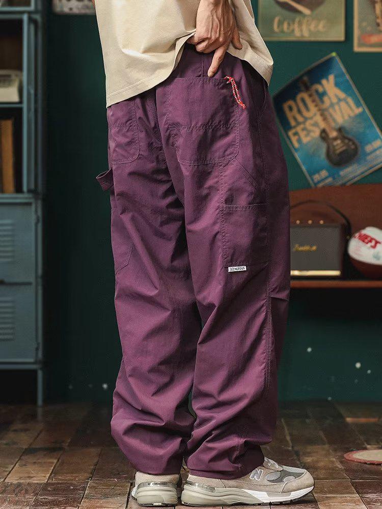 

Мужские модные облегающие брюки длиной девять точек - Осенние повседневные комбинезоны однотонной расцветки M фиолетовый