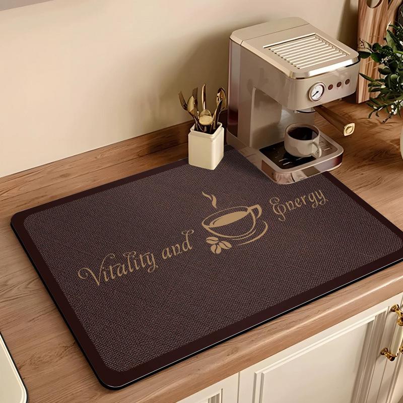 American Retro Coffee Machine Diatom Mud Draining Mat - Kitchen Countertop Heat-Resistant Tableware Drying Pad