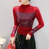 European Style 2024 Sequin Slim Fit Long Sleeve T-shirt for Women