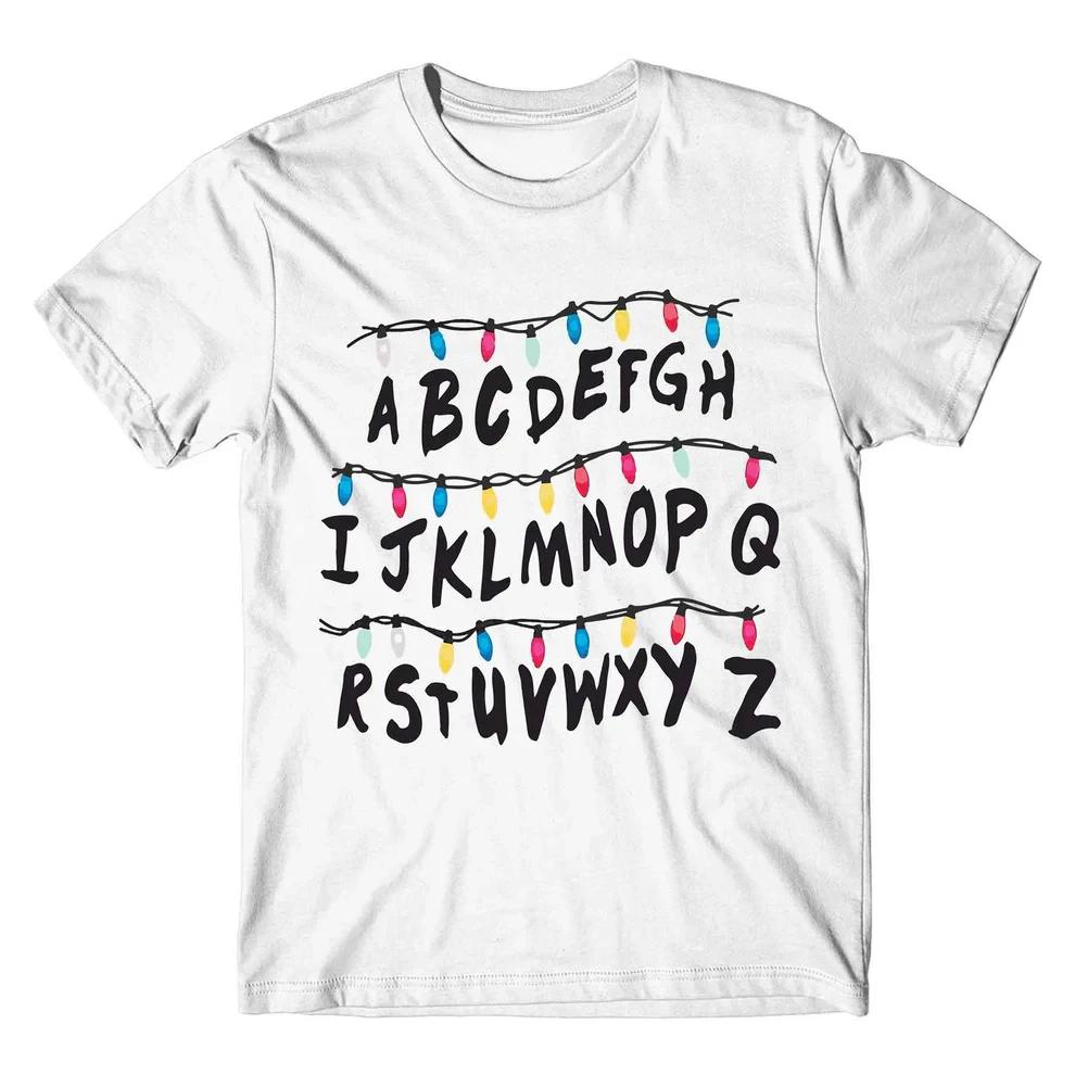 TV Drama Peripheral Stranger Christmas Light cotton men's shirt short sleeve oversized Women's Short Sleeved Tshirt