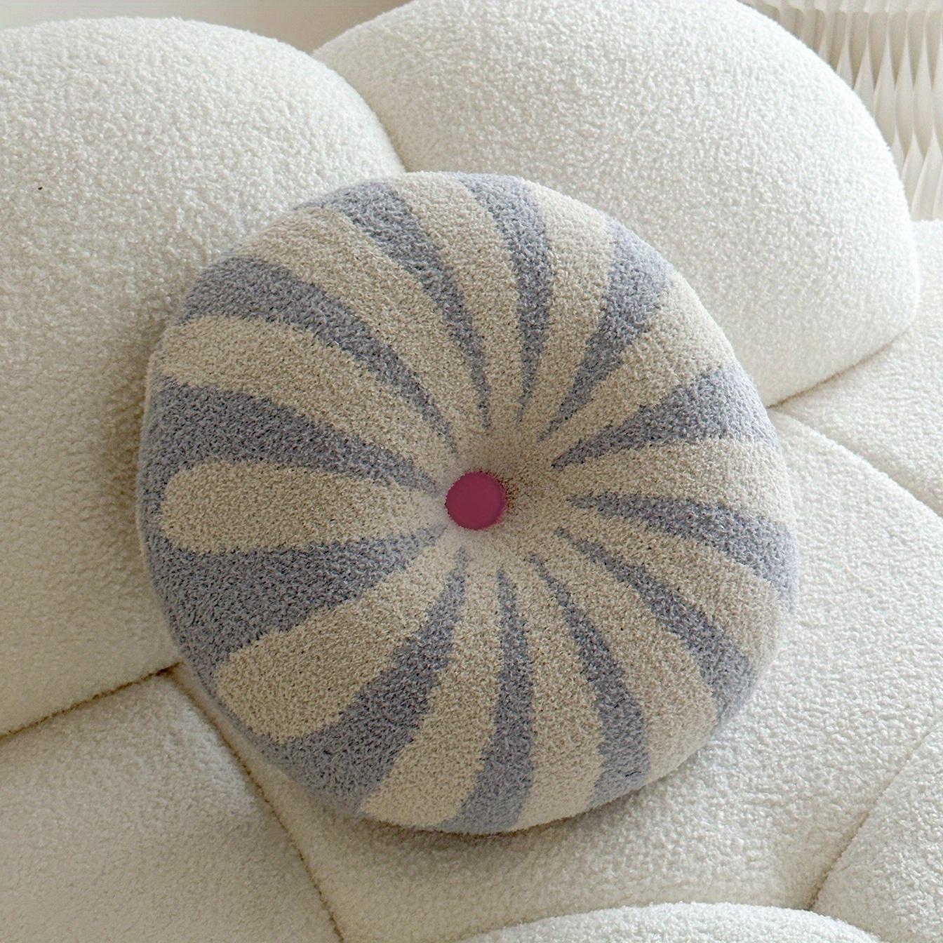 

Candy Shaped Round Pillow Soft Chenille Floral Petal Pattern, 40cm Breathable Sofa Car Cushion, Machine Washable Plush Polyester Fill,Cute Sweet Style