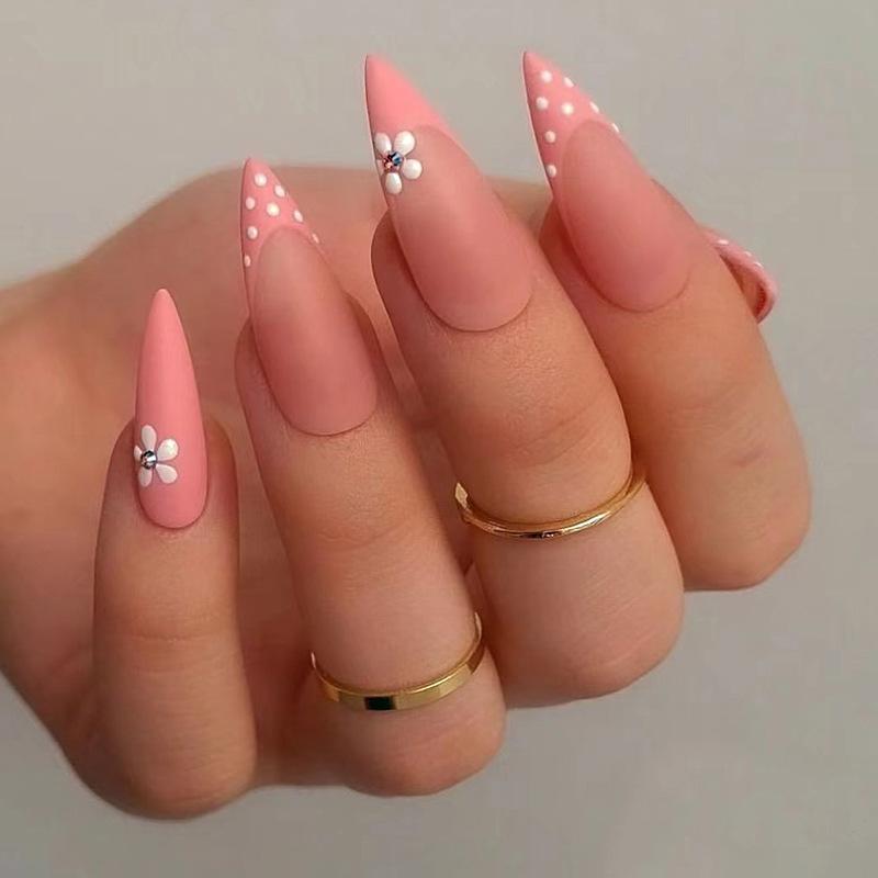 Nail piece French small flower rhinestone nail patch wearing nail nail patch wearing nail piece finished product