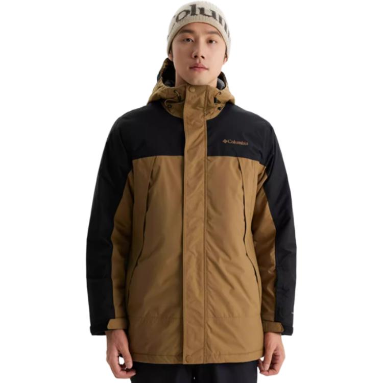 Columbia Omni-Heat Outdoor Waterproof Insulated Breathable Hooded Ski Jacket Men jackets Brown WE4984-257