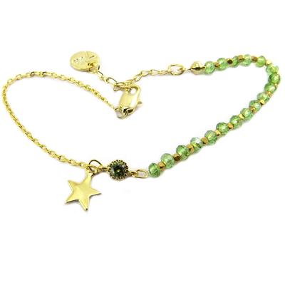 [P8291] - Handgefertigtes Armband 'Ein Stern ist geboren' goldgrün - 6x6 mm