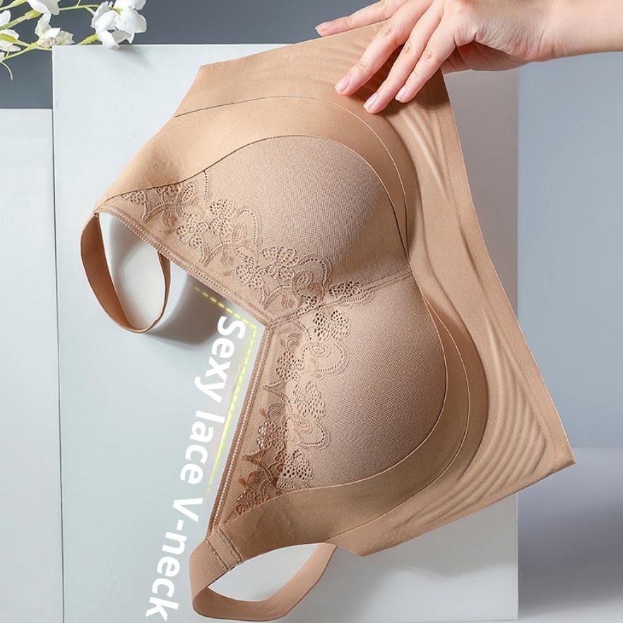 Gypsophila Lifting Seamless Gathered Side Plus Size Underwear Soft Support Adjustment Sexy Lace Bra