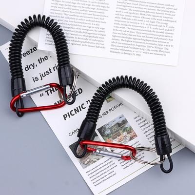 Retractable Spring Elastic Rope Hook Security Gear Key Chain Carabiner Tool