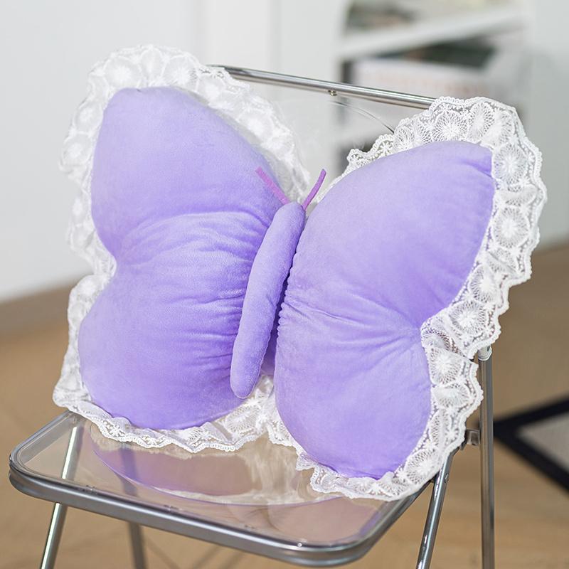 Butterfly Lace Pillow Butterfly Shaped Decorative Pillow For Sofa Couch Bed Plush Velvet Lumbar Support Cushion For Office Chair