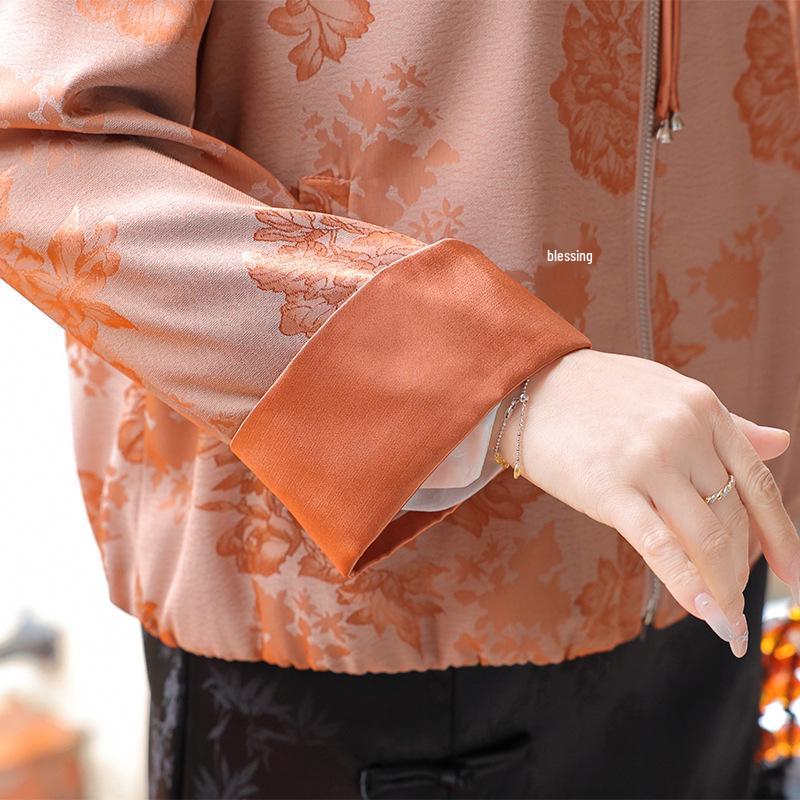 2025 New Chinese Style Jacquard Jacket for Fashionable Middle-Aged and Elderly Women