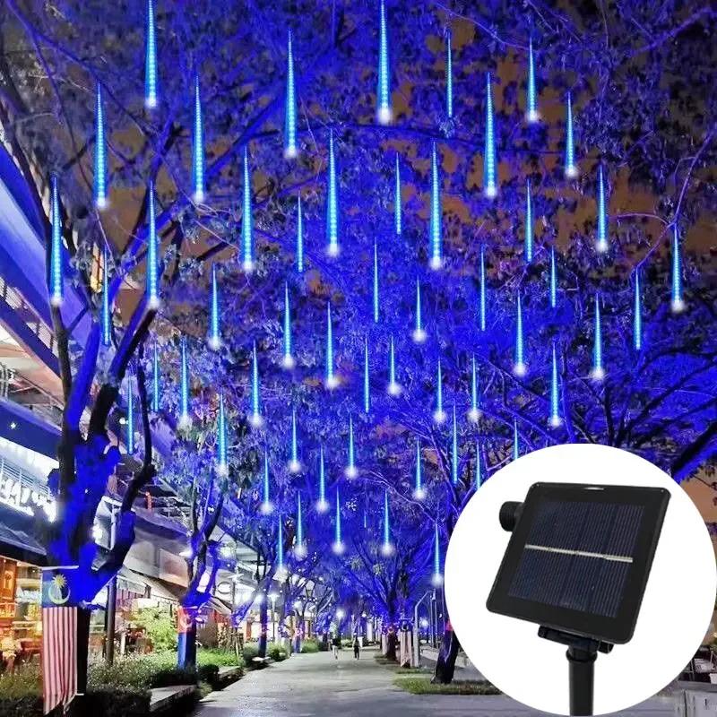 Solar Garland Lamp 30/50cm Festoon LED Fairy Meteor Shower Light String Summer Christmas Wedding Party Decoration Garden Outdoor