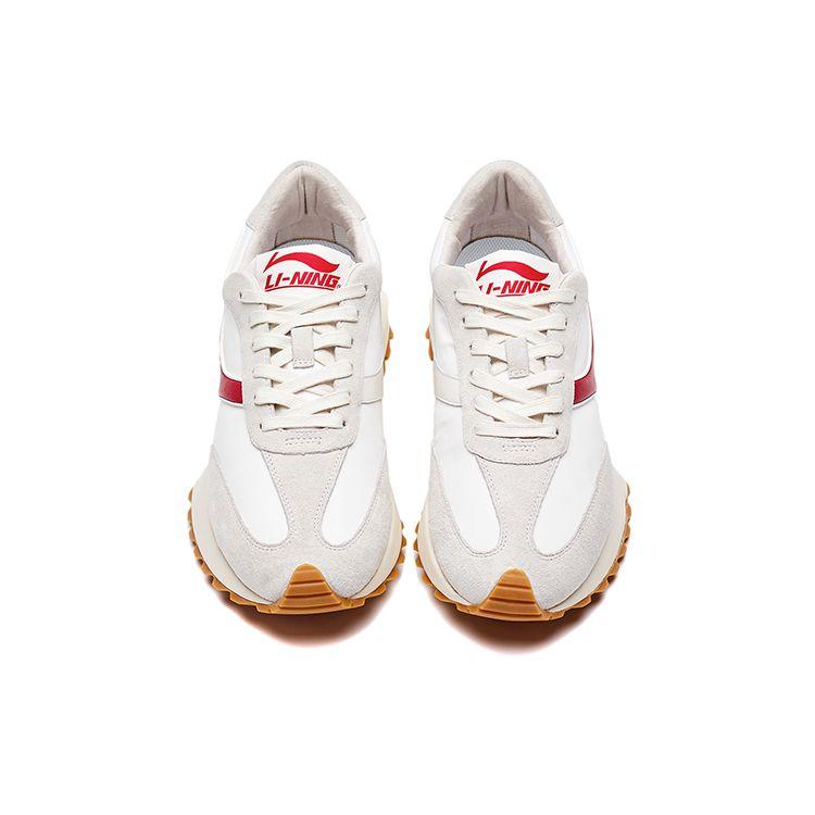 Li Ning Zheng Rong Suede Leather Fashion Retro Shock Absorbing Non-Slip Wear-Resistant Low-Top Running Shoes Women Running Shoes Off-White ALFR140-1