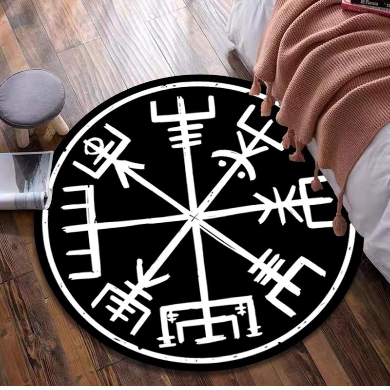 Valknut Celtic Knot Circular Rug Office Decorative Carpet For Living Room Bedroom Door Mat Floor Rug Computer Chair Area Rug