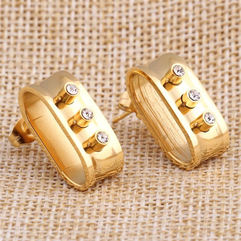 Wild New Gold Inlaid Zircon Titanium Steel Earrings Female Crystal from Austrian Fasion Jewelry Fit Women For Party