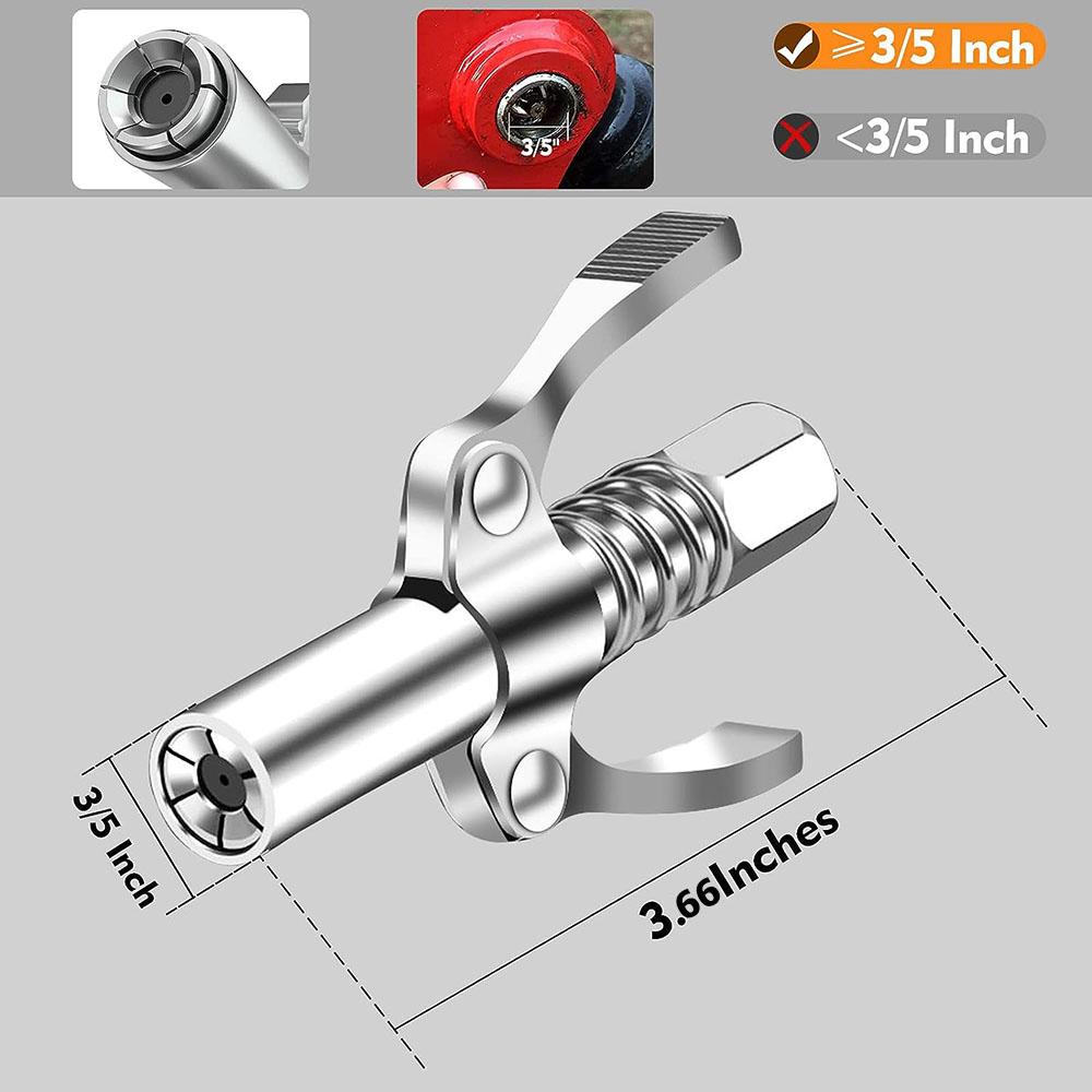 2x Grease Coupler High-Pressure Quick Release Lock Oil Injection Nozzles 3.66in